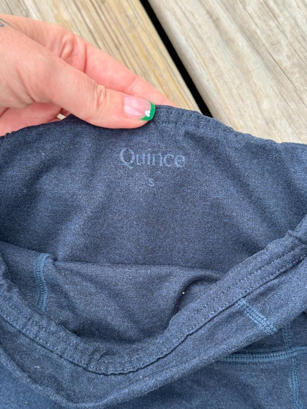 Quince Navy Leggings Small High Rise Athleisure Minimalist Clean Fit 3455